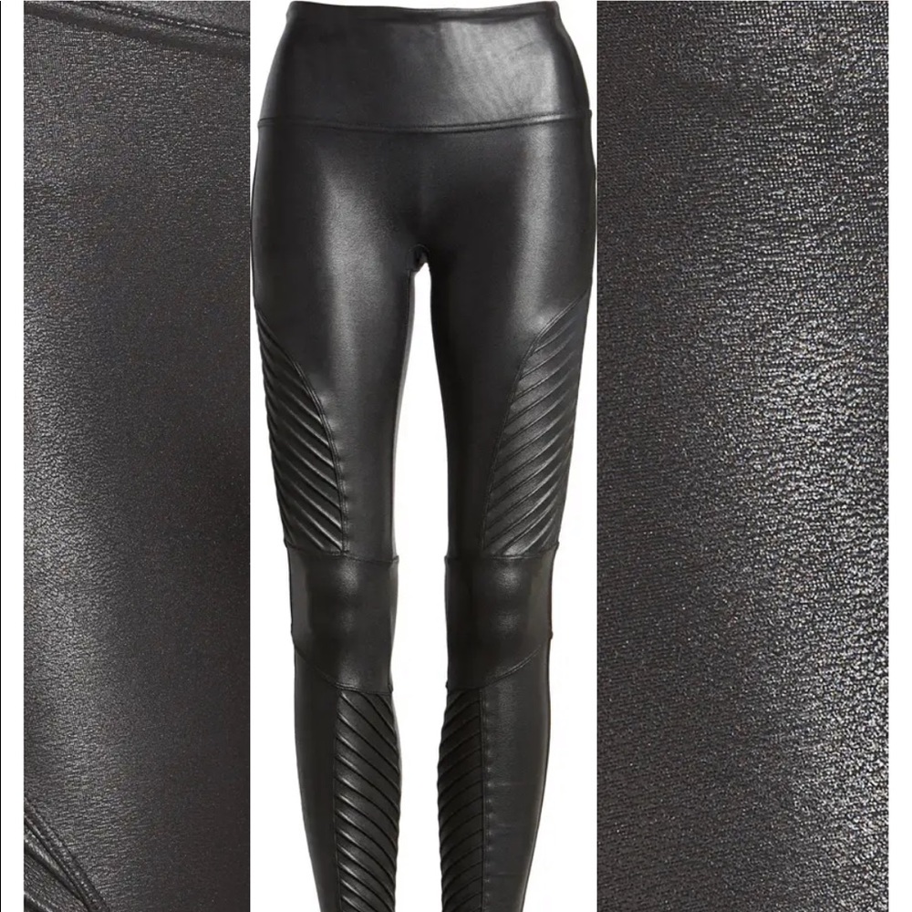 Spanx faux leather Moto leggings.